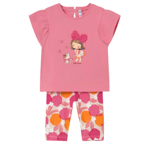 Mayoral Baby Pink & Orange Leggings Set