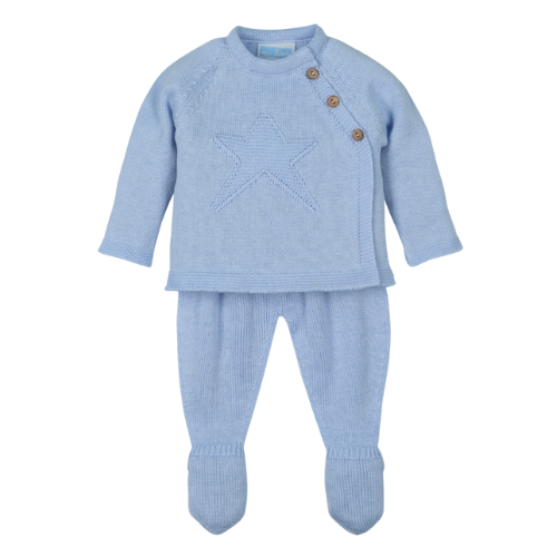 Mac Ilusion Baby Boys Blue Knit Star Outfit