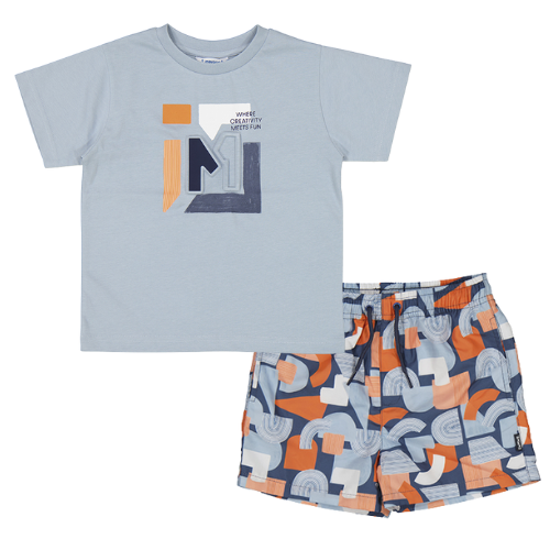 Mayoral Boys Blue Print Swimshorts Set