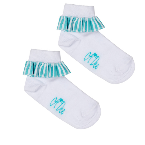 A Dee Girls 'Octavia' Stripe Frill Ankle Socks