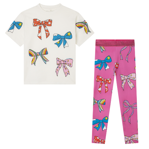 Stella McCartney Girls Pink Bow Leggings Set