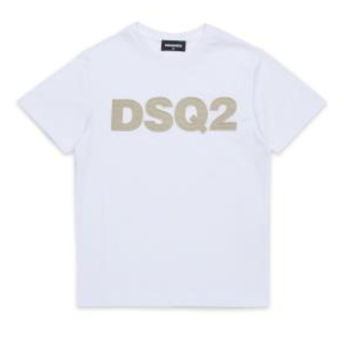 DSQUARED2 Boys White Beige Logo T-Shirt