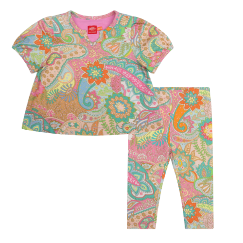 Oilily Girls Green Paisley Trimmy Leggings Set