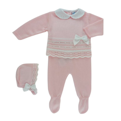 Sardon Baby Girls Pink Bow Outfit