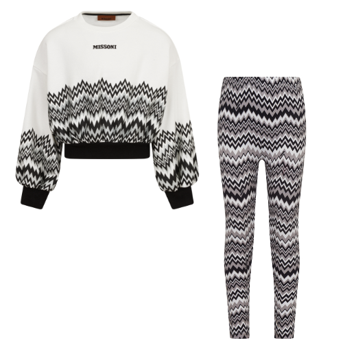 Missoni Girls Black & White Zig Zag Leggings Set