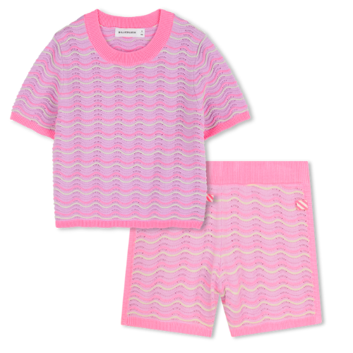 Billieblush Girls Lilac Knit Shorts Set