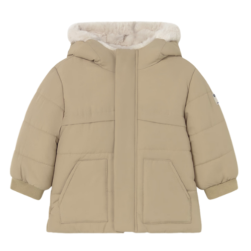 Mayoral Baby Boys Beige Faux Trim Coat
