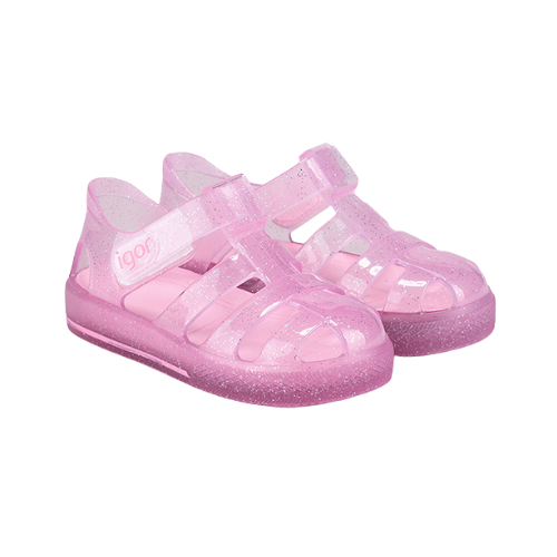 Igor Pink Star Glitter Jelly Sandals