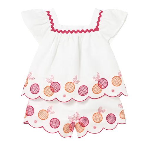 Mayoral Baby White Embroidered Shorts Set