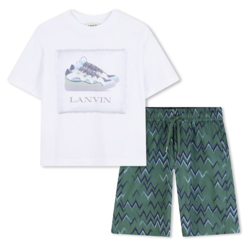 Lanvin Boys Green Chevron Shorts Set