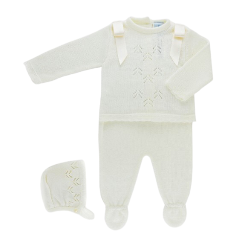 Sardon Baby Ivory Bow Knit Outfit