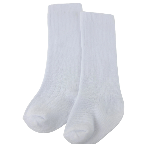 Pex Baby White Ribbed 2 Pack Knee Socks