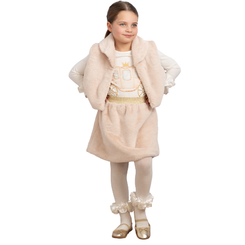 Caramelo Girls Beige Faux Fur Skirt Set