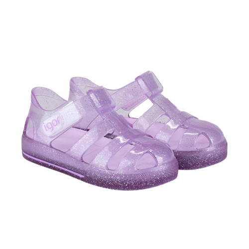 Igor Lilac Star Glitter Jelly Sandals