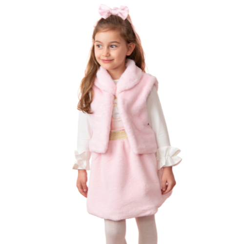 Caramelo Girls Pink Faux Fur Skirt Set