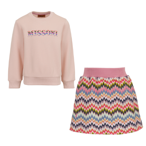 Missoni Girls Pink & Purple Zig Zag Skirt Set