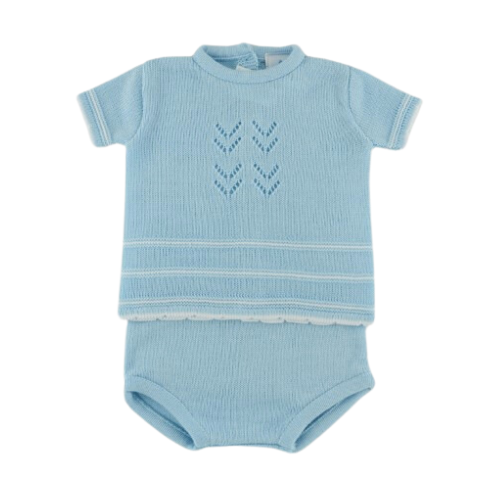 Sardon Baby Pale Blue Knit Bloomer Set