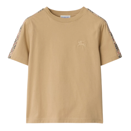 Burberry Kids Beige Cedar Check Trim T-Shirt