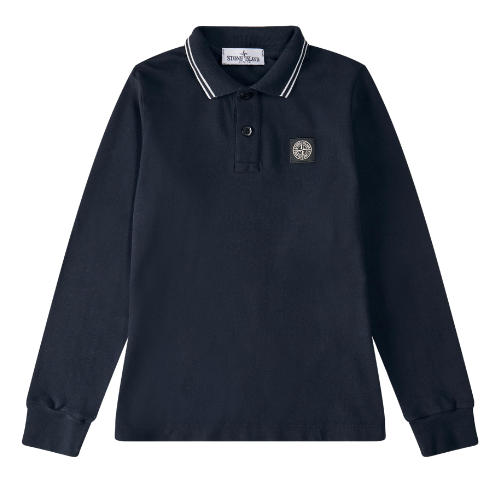 Stone Island Junior Navy Long Sleeve Polo