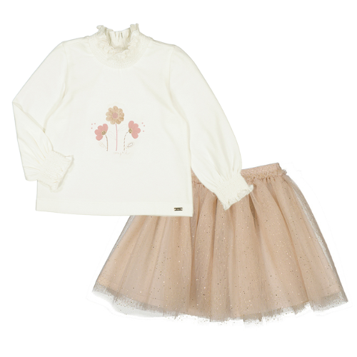 Mayoral Baby Beige Tulle Skirt Set