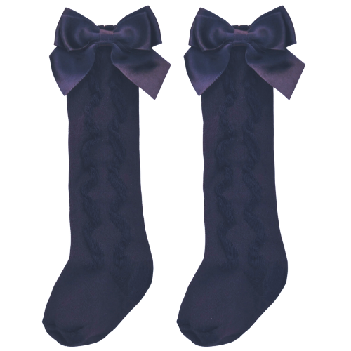 Pex Navy Bow 'Grazia' Knee Socks