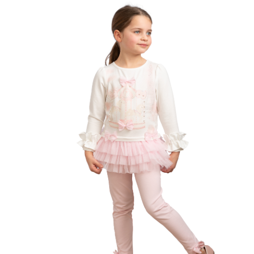 Caramelo Girls Pink Carousel Leggings Set