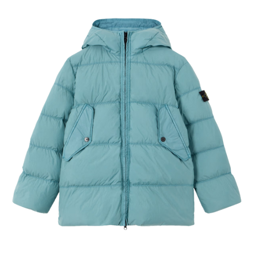 Stone Island Junior Blue Hooded Down Parka
