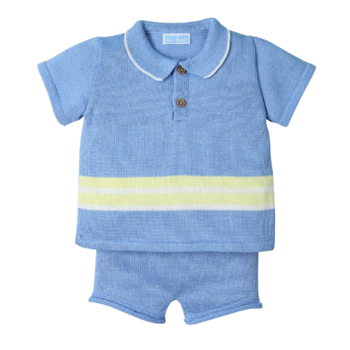 Mac Ilusion Baby Blue Knit Polo Set
