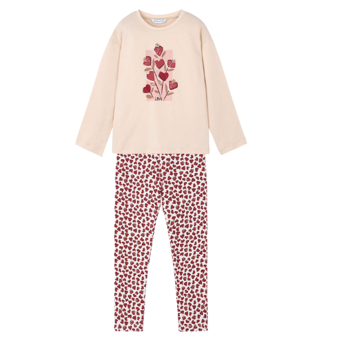 Mayoral Girls Beige Heart Leggings Set
