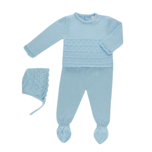 Sardon Baby Pale Blue Knit Outfit