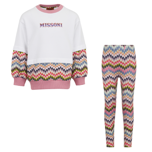 Missoni Girls Pink & Purple Zig Zag Leggings Set