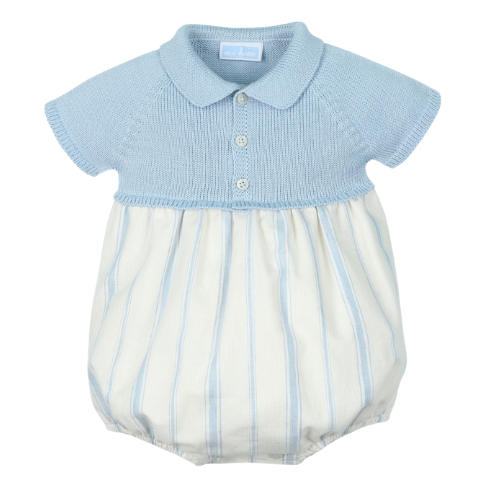 Mac Ilusion Baby Blue Knit Stripe Romper