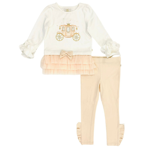 Caramelo Girls Beige Carriage Leggings Set