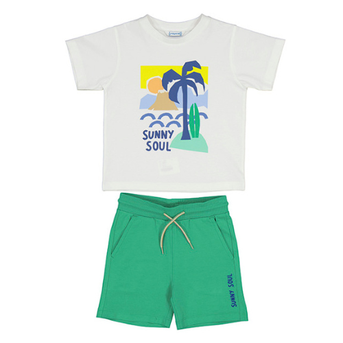 Mayoral Boys Green Palm Tree Shorts Set