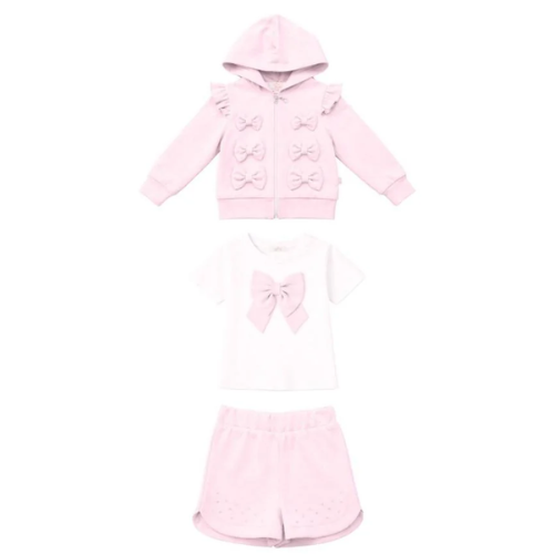 Caramelo Girls Pink Bow Short Jogsuit