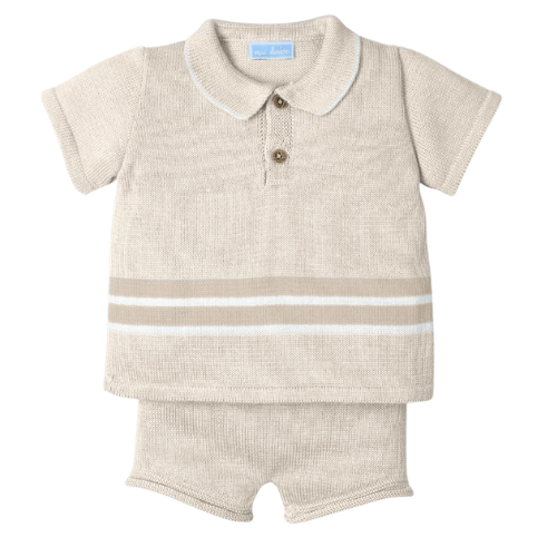 Mac Ilusion Baby Beige Knit Polo Set
