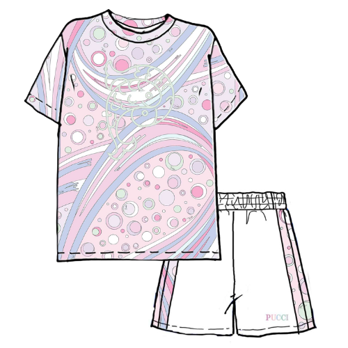 Emilio Pucci Blue Printed Shorts Set