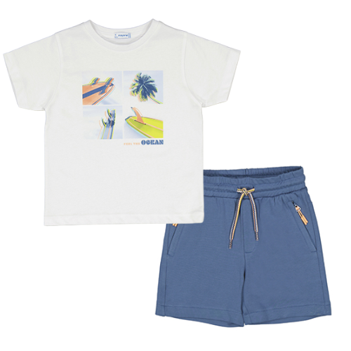 Mayoral Boys Blue Surfboard Shorts Set