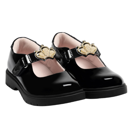 Lelli Kelly Black Patent Victoria Crown School Shoes