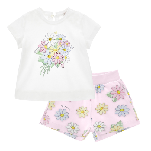 Monnalisa Baby Pink Daisy Shorts Set