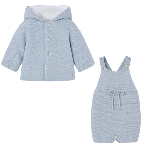 Paz Rodriguez Baby Blue Knit Two Piece Outfit