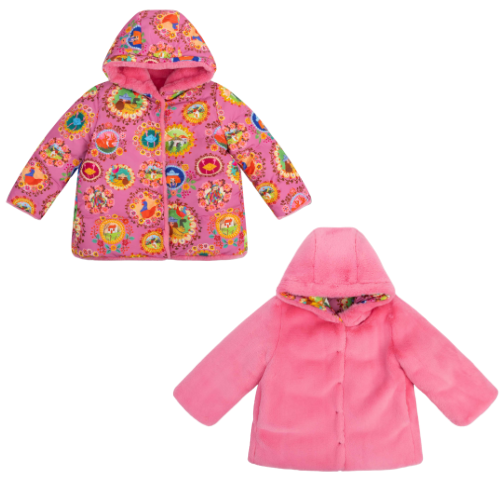 Oilily Girls Pink Reversible Castle Coat