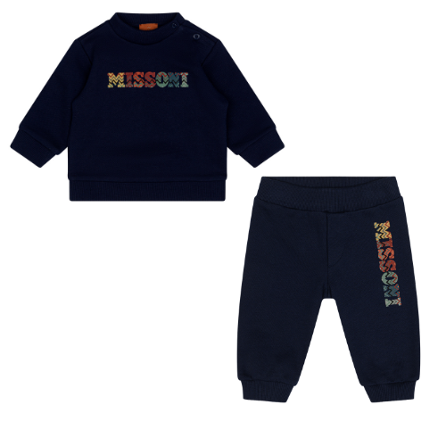 Missoni Baby Boys Navy Multi Logo Jogsuit