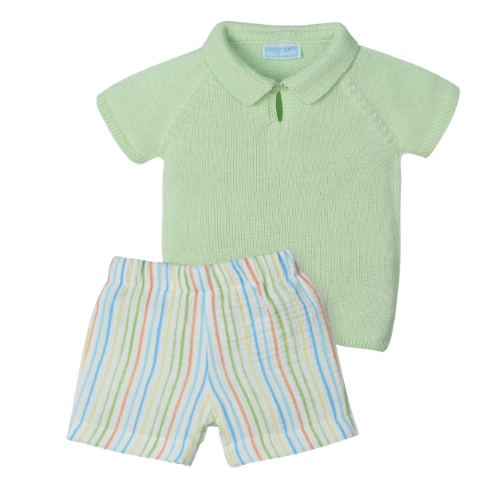 Mac Ilusion Baby Lime Stripe Shorts Set