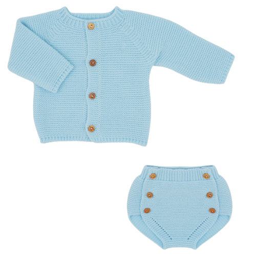 Sardon Baby Blue Knit Cardigan & Bloomers