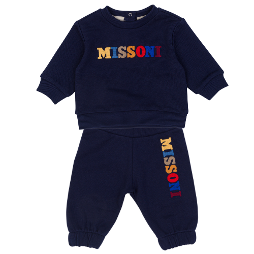 Missoni Baby Navy Logo Jogsuit