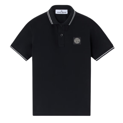 Stone Island Junior Black Short Sleeve Polo