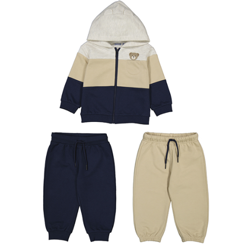 Mayoral Baby Boys Beige Bear Three Piece Jogsuit