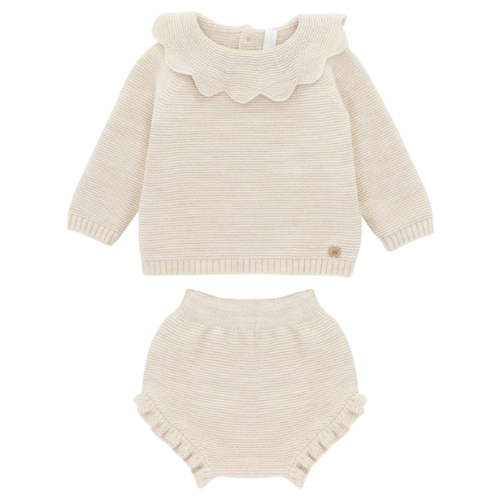 Martin Aranda Baby Girls Beige Knit Outfit