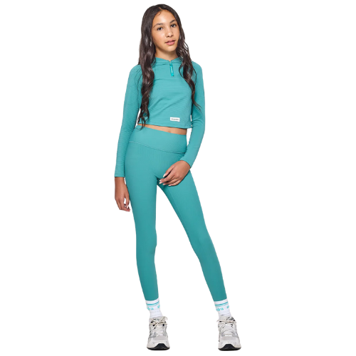 Ansandro Kids Teal Ribbed Activewear Leggings Set